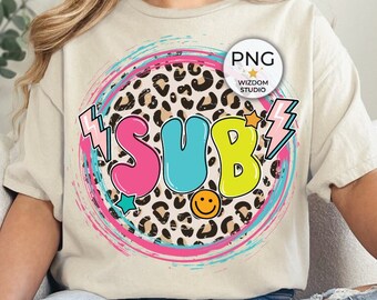 SUB PNG Image, Lightning Bolt Leopard Design, Sublimation Designs Downloads, PNG File