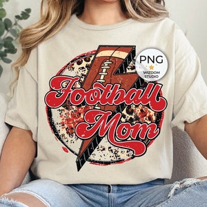 Football Mom PNG Image, Football Lightning Bolt Leopard Red Design, Sublimation Designs Downloads, PNG File