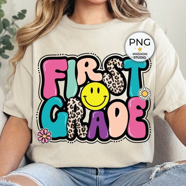 First Grade PNG Image, Back To School Leopard 1st Grade Design, Sublimation Designs Downloads, PNG File