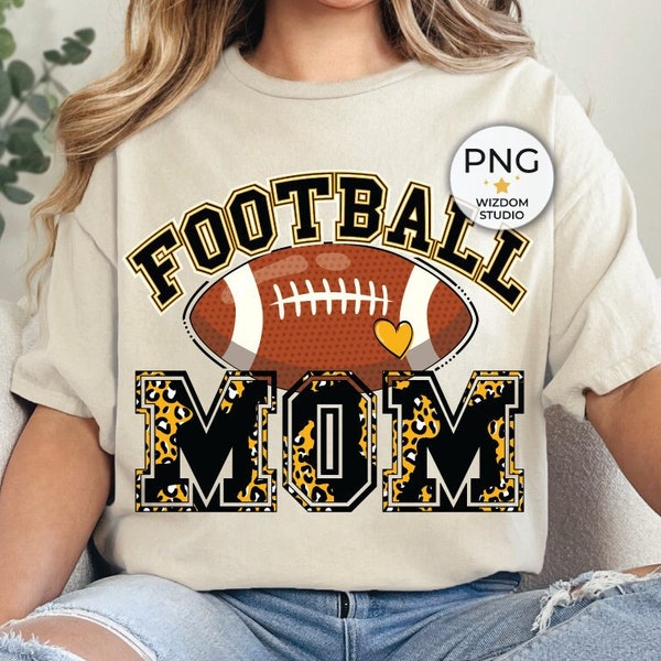 Football Mom PNG Image, Football Leopard Black Yellow Design, Sublimation Designs Downloads, PNG File