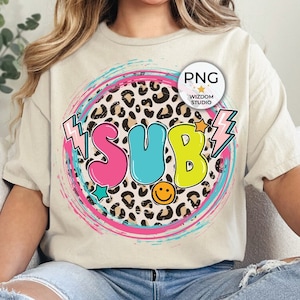 SUB PNG Image, Lightning Bolt Leopard Design, Sublimation Designs Downloads, PNG File