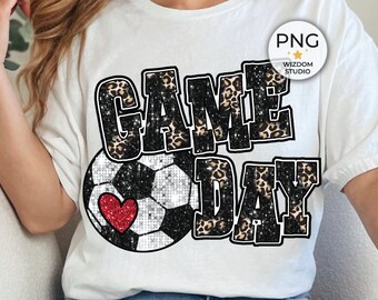 Game Day Soccer PNG Image, Soccer Faux Sequin Design, Sublimation Designs Downloads, PNG File