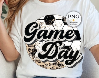 Immagine PNG di "Game Day Soccer", design leopardo nero da calcio, download di disegni a sublimazione, file PNG