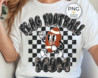 Flag Football Mom PNG Image, Flag Football Groovy Retro Black Design, Sublimation Designs Downloads, PNG File