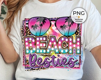 Obraz PNG Beach Besties, Projekt wakacji letnich w panterkę, Pobieranie projektów sublimacji, Plik PNG