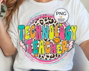 Technology Teacher PNG Image, Leopard Teacher Back To School Design, Sublimation Designs Downloads, PNG File