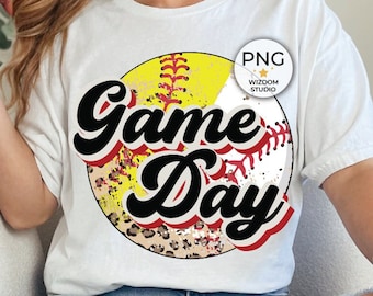 Game Day Baseball Softball PNG Image, Softball Baseball Leopard Design, Sublimation Designs Downloads, PNG File