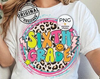 Sixth Grade PNG Image, Back to School Lightning Bolt Design, Sublimation Designs Downloads, PNG File