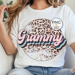 Grammy PNG Image, Leopard Retro Design, Sublimation Designs Downloads, PNG File