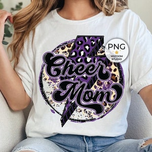 Cheer Mom PNG Image, Lightning Bolt Cheer Purple Design, Sublimation Designs Downloads, PNG File