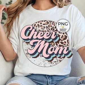 Cheer Mom png-afbeelding, Cheer Leopard retro-ontwerp, png-bestand, downloads van sublimatieontwerpen