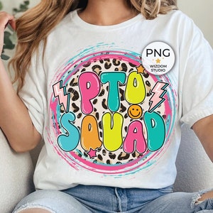PTO Squad PNG Image, Leopard Lightning Bolt School Design, Sublimation Designs Downloads, PNG File