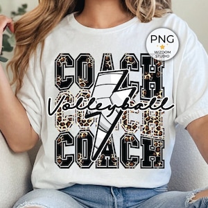 Volleyball Coach PNG Image, Lightning Bolt Volleyball leopard Design, Sublimation Designs Downloads, PNG File