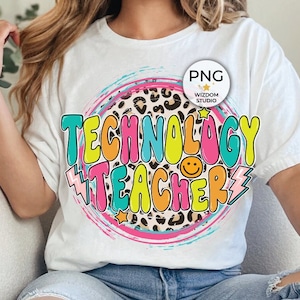 Technology Teacher PNG Image, Leopard Teacher Back To School Design, Sublimation Designs Downloads, PNG File