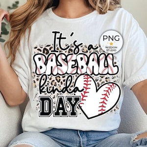 É um dia perfeito para beisebol! Imagem PNG, Design de Leopardo com Coração de Beisebol, Downloads de Designs para Sublimação, Arquivo PNG