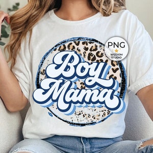 Boy Mama PNG Image, Mom Leopard Retro Design, Sublimation Designs Downloads, PNG File