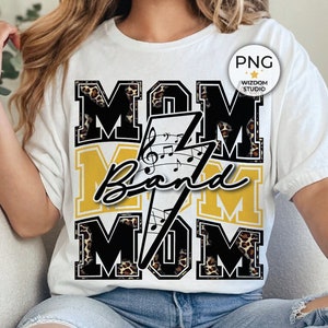 Band Mom PNG Image, Marching Band Lightning Bolt Black Gold Design, Sublimation Designs Downloads, PNG File