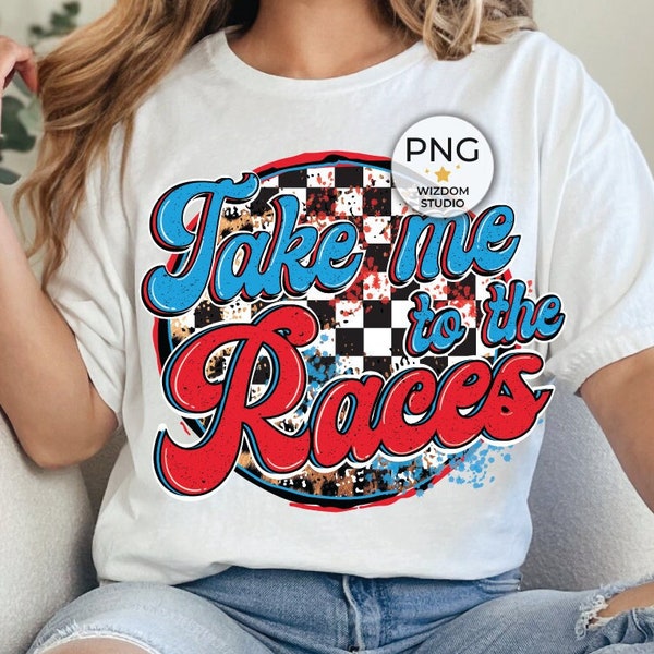 Take me to the Races PNG Image, Blue Red Racing Checkered Flag Leopard Design, Sublimation Designs Downloads, PNG File