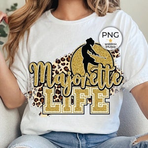 Majorette Life PNG Image, Majorette Gold Leopard Design, Sublimation Designs Downloads, PNG File