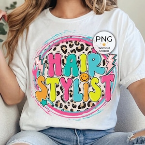 Hair Stylist PNG Image, Leopard Colorful Design, Sublimation Designs Downloads, PNG File
