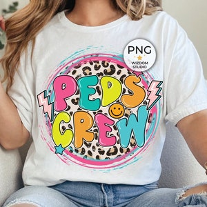 PEDS Crew PNG Image, Leopard Nurse Design, Sublimation Designs Downloads, PNG File
