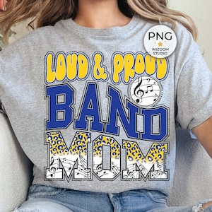 Band Mom PNG Image, Leopard Marching Band Blue Gold Design, Sublimation Designs Downloads, PNG File