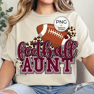 Football Aunt PNG Image, Maroon Leopard Football, Sublimation Design, Transparent PNG, Digital Download