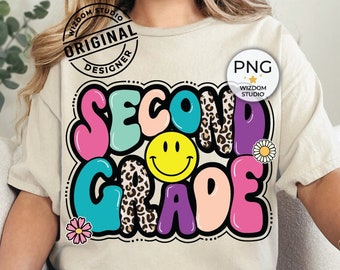 Second Grade PNG Image, Back To School Leopard 2nd Grade Design, Sublimation Designs Downloads, PNG File