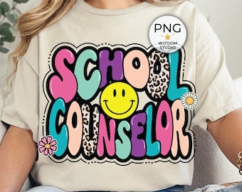 School Counselor PNG Image, Back To School Leopard School Counselor Design, Sublimation Designs Downloads, PNG File