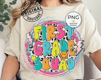 First Grade Squad PNG Image, Back to School Design, Sublimation Designs Downloads, PNG File, Instant Download