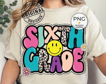 Sixth Grade PNG Image, Back To School Leopard 6th Grade Design, Sublimation Designs Downloads, PNG File