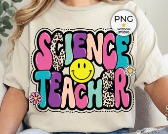 Science Teacher PNG Image, Back to School Leopard Science Teacher Design, Sublimation Designs Downloads, PNG File