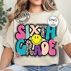 Sixth Grade PNG Image, Back To School Leopard 6th Grade Design, Sublimation Designs Downloads, PNG File