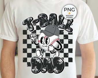 T-ball Dad PNG Image, Tee Ball Groovy Retro Black Design, Sublimation Designs Downloads, PNG File