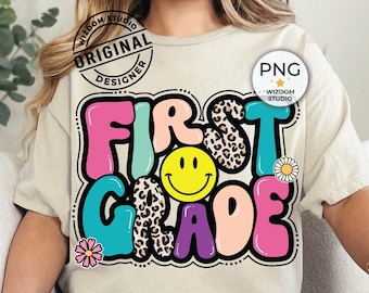 PNG-afbeelding eerste leerjaar, terug naar school Leopard ontwerp eerste leerjaar, downloads sublimatieontwerpen, png-bestand