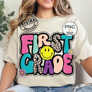 First Grade PNG Image, Back To School Leopard 1st Grade Design, Sublimation Designs Downloads, PNG File