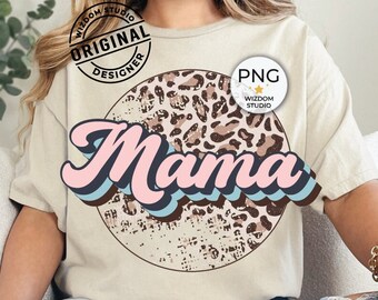 Mama png-afbeelding, mama-luipaardretrodesign, downloads van sublimatieontwerpen, png-bestand