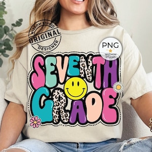 Seventh Grade PNG Image, Back To School Leopard 7th Grade Design, Sublimation Designs Downloads, PNG File