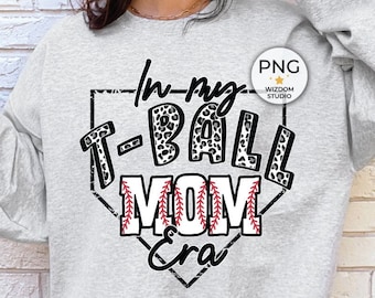In My T-Ball Mom Era PNG Image, Leopard Tee Ball Letter Design, Sublimation Designs Downloads, PNG File