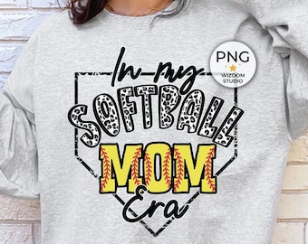 In My Softball Mom Era PNG Image, Leopard Softball Letter Design, Sublimation Designs Downloads, PNG File