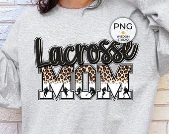 Lacrosse Mom PNG Image, Black Leopard Letter Design, Sublimation Designs Downloads, PNG File