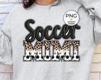 Soccer Mimi PNG Image, Leopard Soccer Grandma Black Design, Sublimation Designs Downloads, PNG File