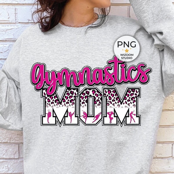 Gymnastics Mom PNG Image, Pink Leopard Letters Design, Sublimation Designs Downloads, PNG File