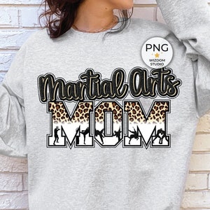 Imagem PNG da mãe de artes marciais, design de letras pretas de leopardo, downloads de designs de sublimação, arquivo PNG