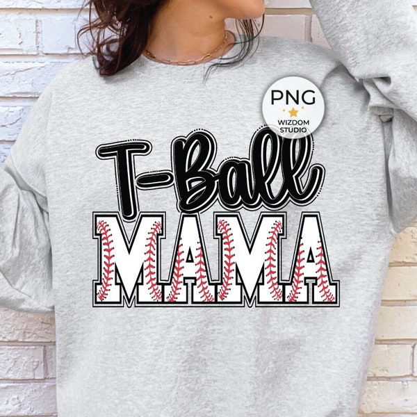 T-ball Mama PNG Image, Tee Ball Mom Black Gray Design, Sublimation Designs Downloads, PNG File