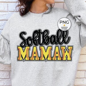 Imagen PNG de Softbol Mamaw, Diseño de abuela de carta de softbol, Descargas de diseños de sublimación, Archivo PNG
