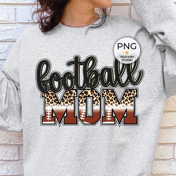 Football Mom PNG Image, Football Leopard Letter Design, Sublimation Designs Downloads, PNG File