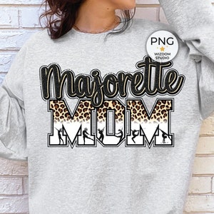 Majorette Mom PNG Image, Dance Leopard Black Design, Sublimation Designs Downloads, PNG File