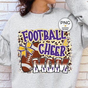 Football & Cheer Mom PNG Image, Mom Of Both Leopard Purple Gold Design, Sublimation Designs Downloads, PNG File