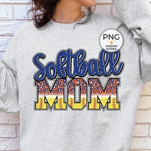 Softbalmoeder png-afbeelding, oranjeblauw luipaardsoftbalontwerp, downloads sublimatieontwerpen, png-bestand